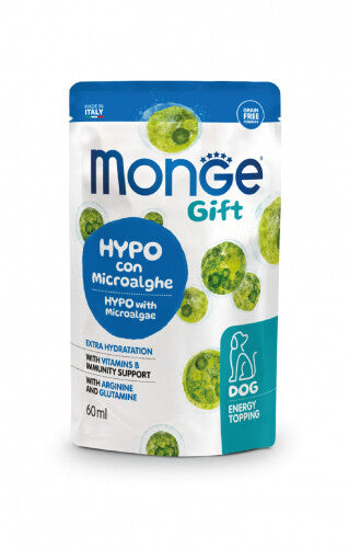 MONGE Gift Dog Hypo Con Microalghe – Snack Complementare Per Cani, Altamente Digeribile, 3×60 Ml