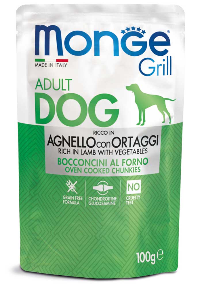 MONGE GRILL DOG ADULT BOCCONCINI AGNELLO CON ORTAGGI (10pz)