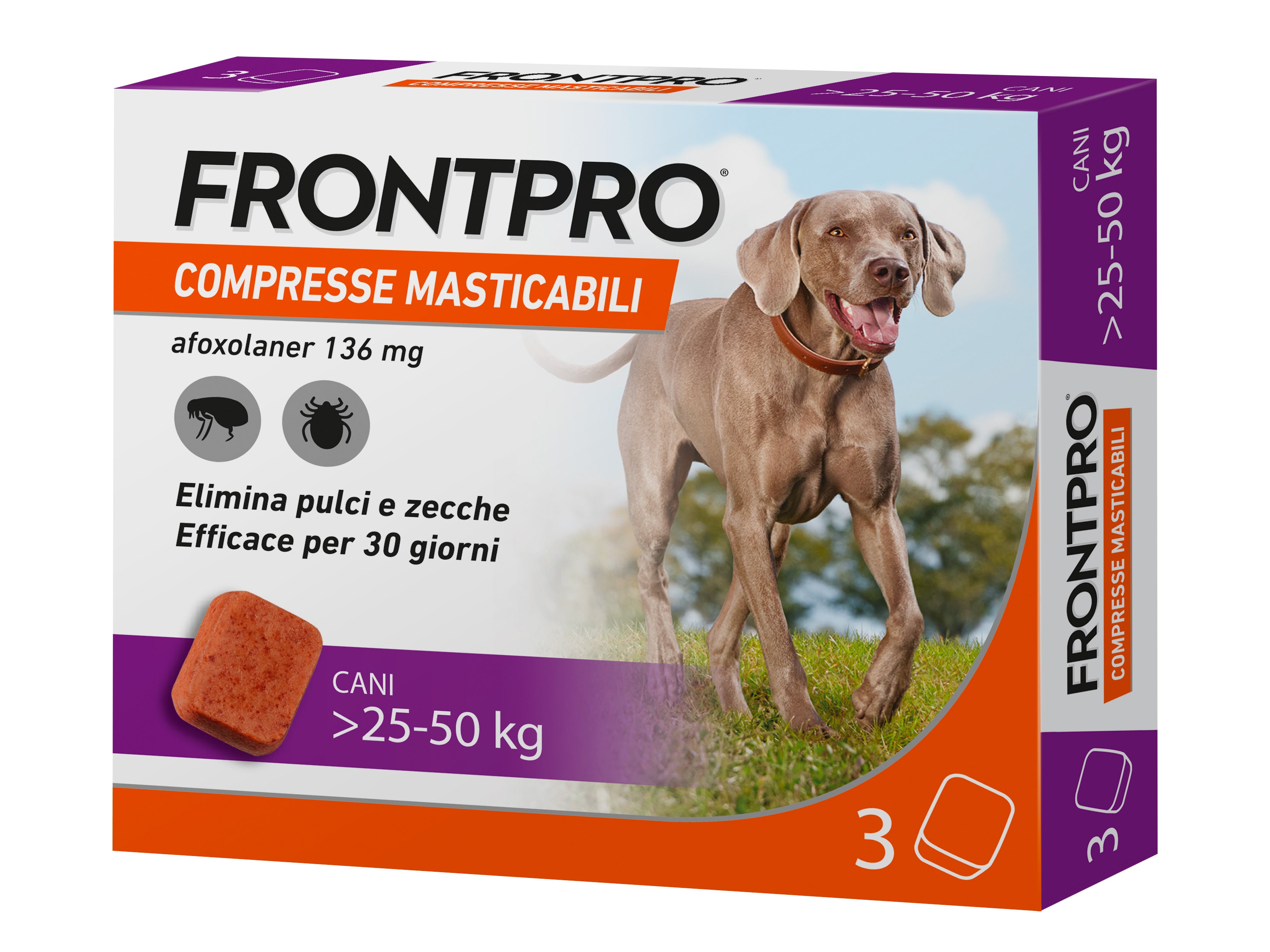 Frontpro Cane (3cpr) 25 - 50 Kg - Compresse Antipulci – Sarda Zootecnica