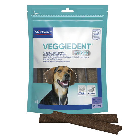 VEGGIEDENT FR3SH MEDIUM 10-30kg ( 15 stick )  - Stick dentali per cani