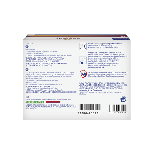 Effitix 1,5-4 Kg 4 Pipette – Efficace Contro Pulci, Zecche e Flebotomi