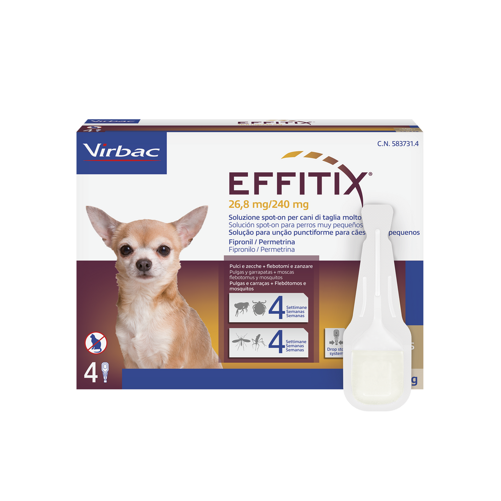 Effitix 1,5-4 Kg 4 Pipette – Efficace Contro Pulci, Zecche e Flebotomi