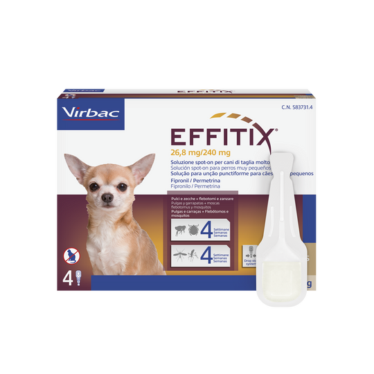 Effitix 1,5-4 Kg 4 Pipette – Efficace Contro Pulci, Zecche e Flebotomi
