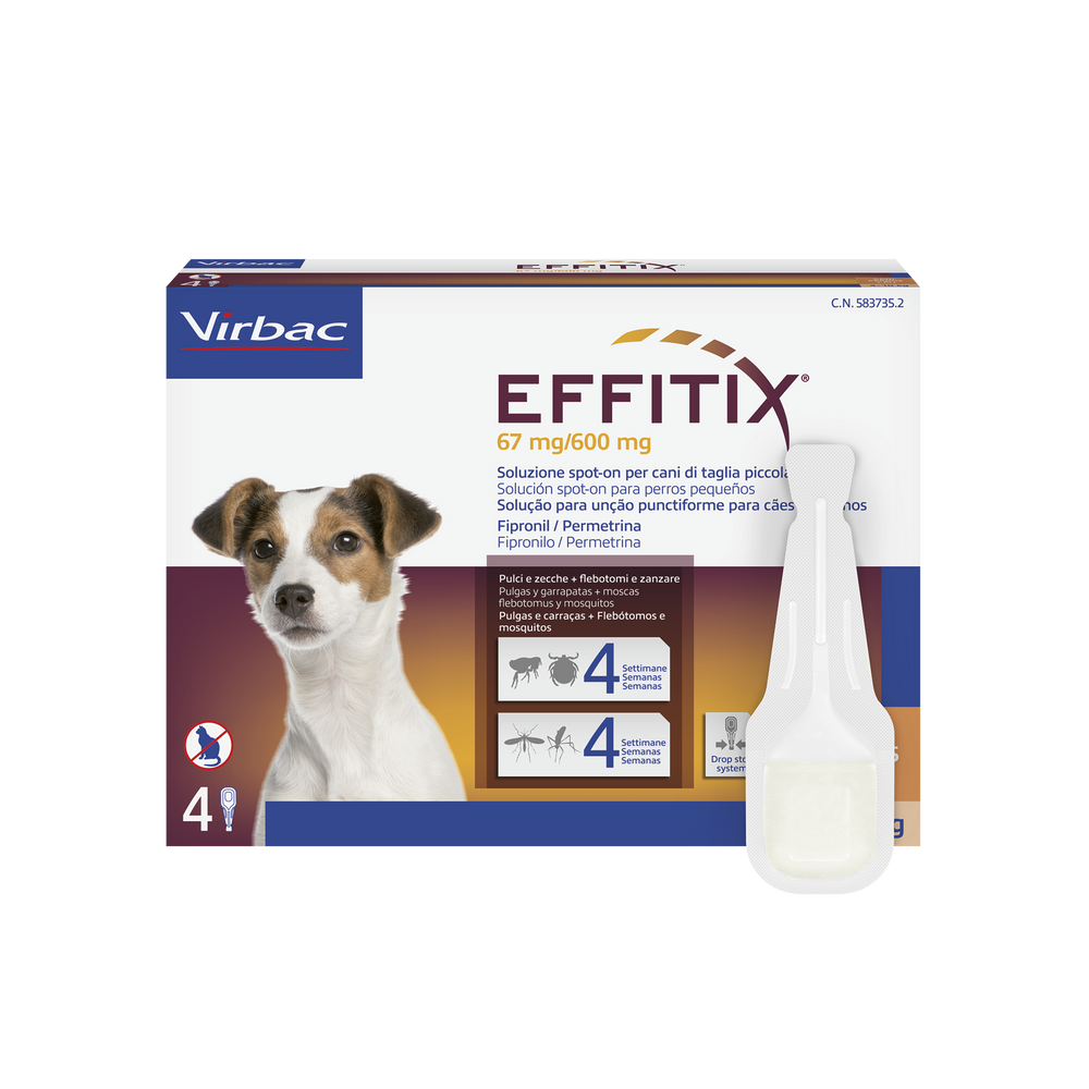 EFFITIX 4-10 Kg (4 Pipette) - Antipulci per Cani con Protezione Completa