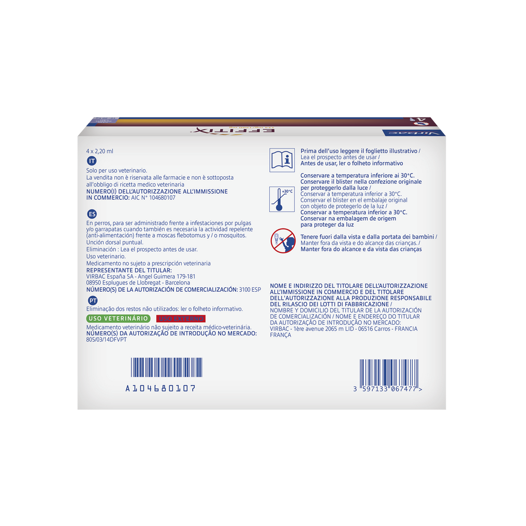 EFFITIX 10-20 Kg (4 Pipette) - Antipulci Cani di Media Taglia Efficace