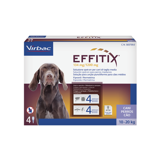 EFFITIX 10-20 Kg (4 Pipette) - Antipulci Cani di Media Taglia Efficace