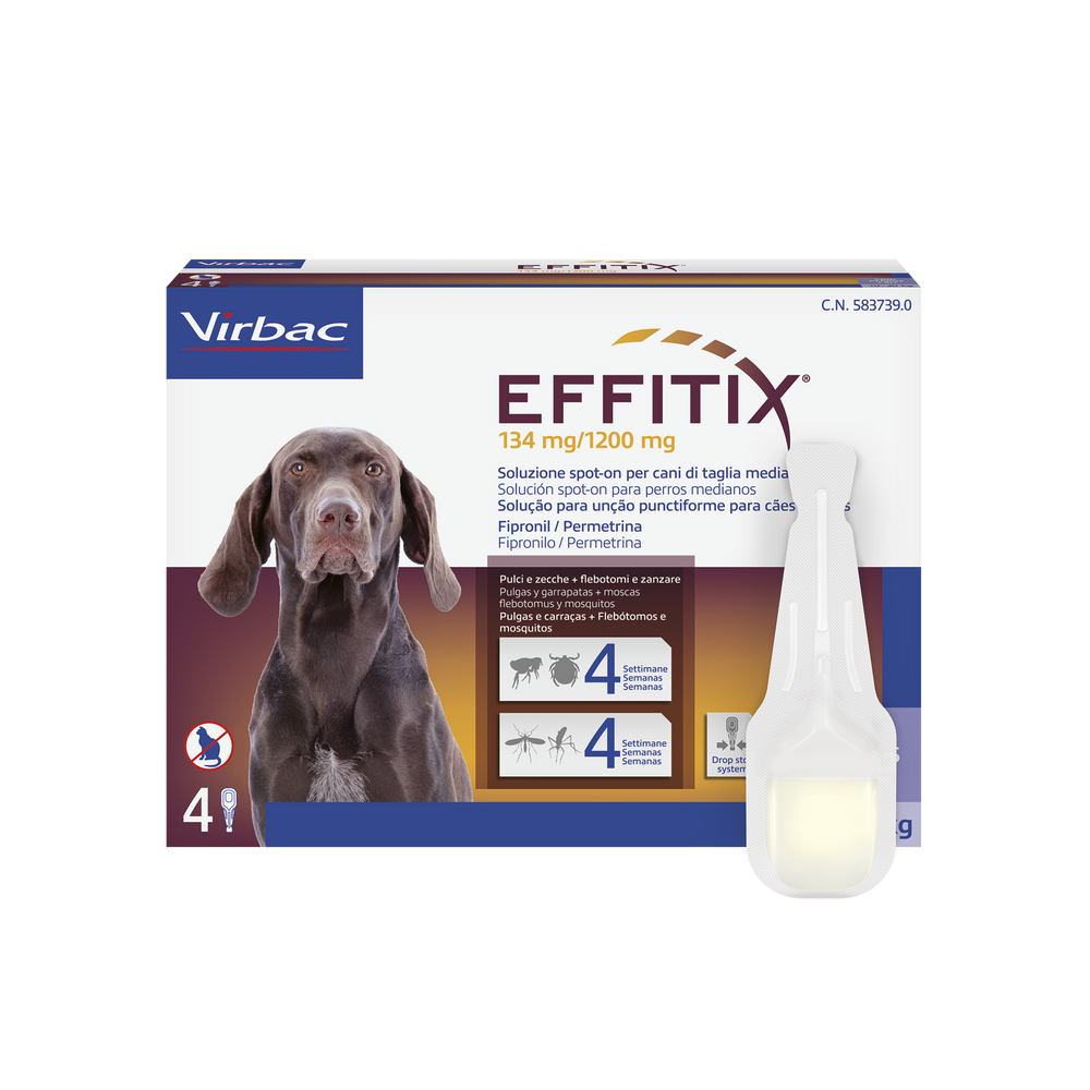 EFFITIX 10-20 Kg (4 Pipette) - Antipulci Cani di Media Taglia Efficace