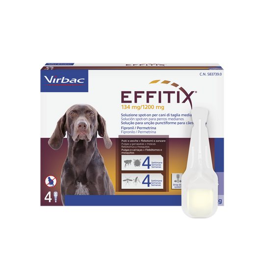 EFFITIX 10-20 Kg (4 Pipette) - Antipulci Cani di Media Taglia Efficace