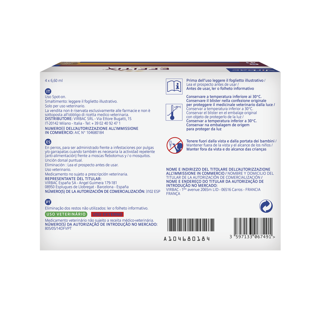 EFFITIX 40-60 kg (4 pipette) - Antiparassitario Cane per Cani di Taglia Grande