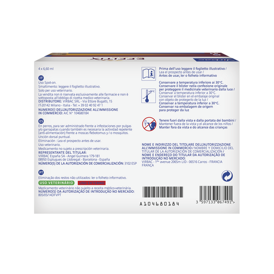 EFFITIX 40-60 kg (4 pipette) - Antiparassitario Cane per Cani di Taglia Grande