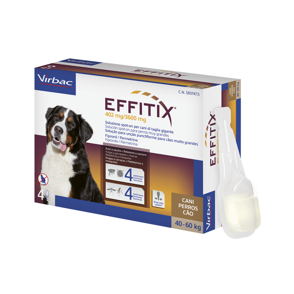 EFFITIX 40-60 kg (4 pipette) - Antiparassitario Cane per Cani di Taglia Grande