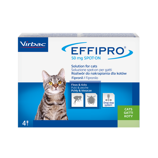 EFFIPRO SPOT ON GATTI (4 Pip) - Protezione Ideale da Zecche e Pulci