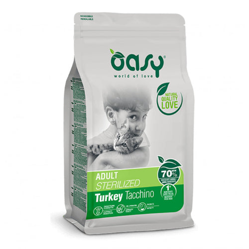 OASY ADULT CAT STERILIZED TACCHINO- Alimento completo per gatti adulti castrati o sterilizzati