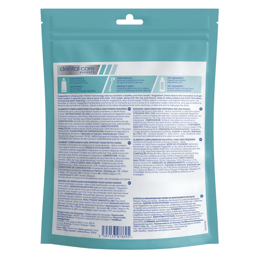 VEGGIEDENT FR3SH S 5kg - 10kg (15 stick) - Stick dentali per cani