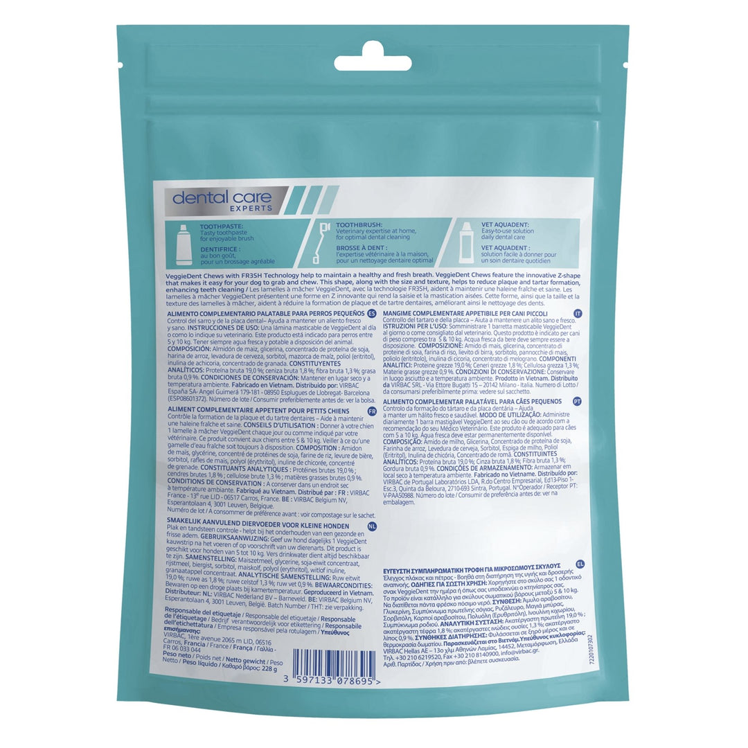 VEGGIEDENT FR3SH S 5kg - 10kg (15 stick) - Stick dentali per cani