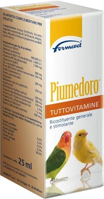 Piumedoro Tuttovitamine è un integratore ricostituente e stimolante per uccelli