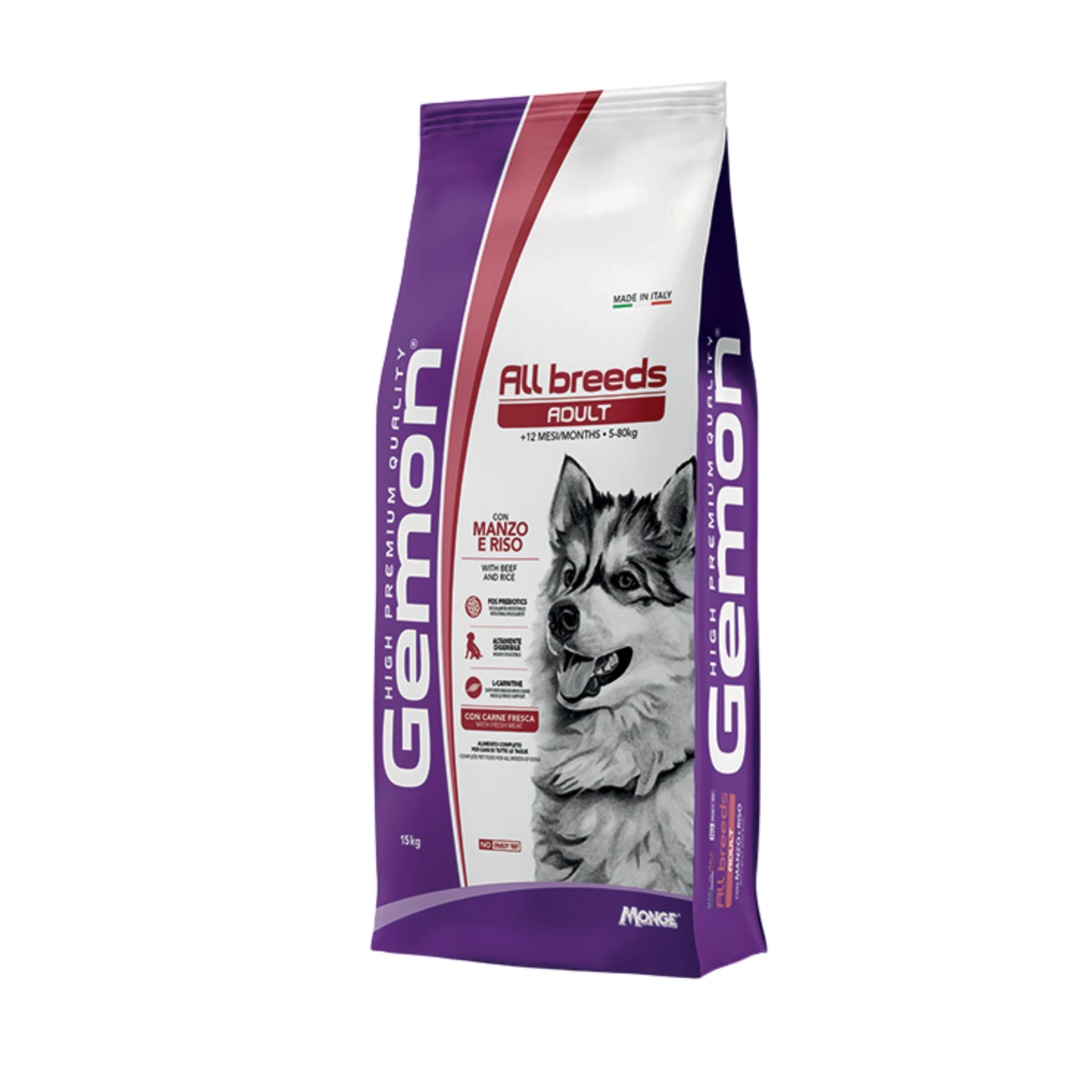 GEMON ALL BREEDS ADULT CON MANZO E RISO 15kg