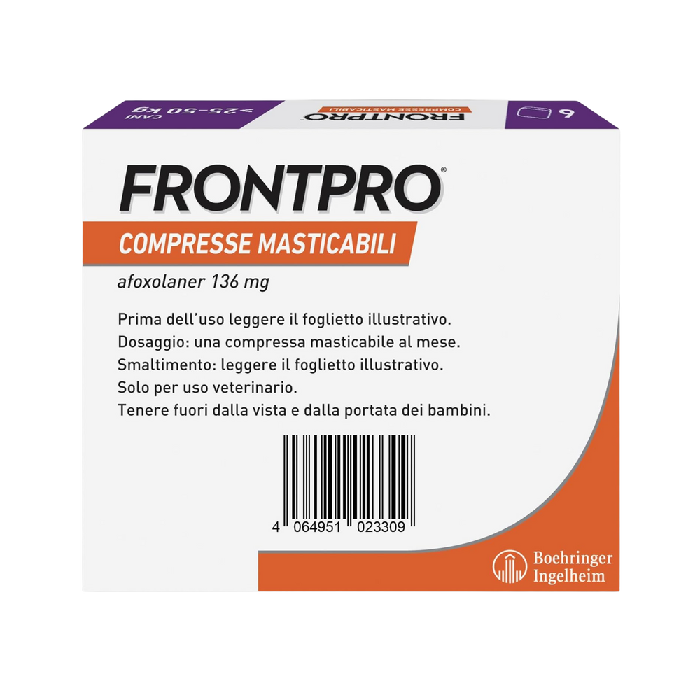 FRONTPRO CANE (6 cpr) 25-50 kg  - Difesa Contro Le Pulci