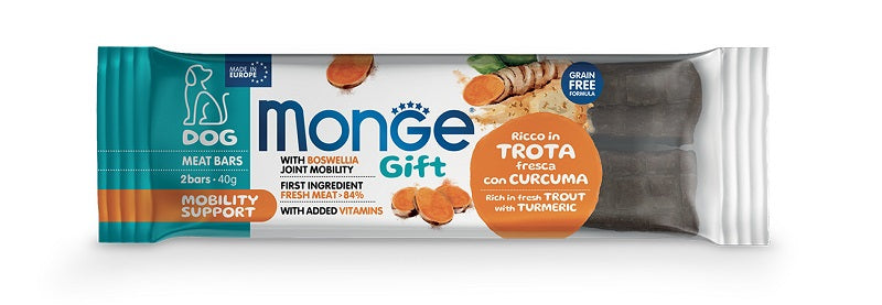 MONGE GIFT DOG BAR MOBILITY SUPPORT CON TROTA E CURCUMA 5pz