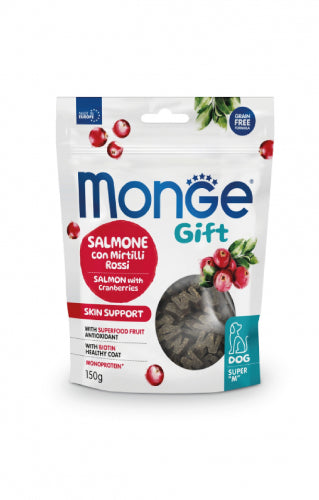 MONGE GIFT DOG STICKS SKIN SUPPORT SALMONE E MIRTILLI ROSSI 45gr