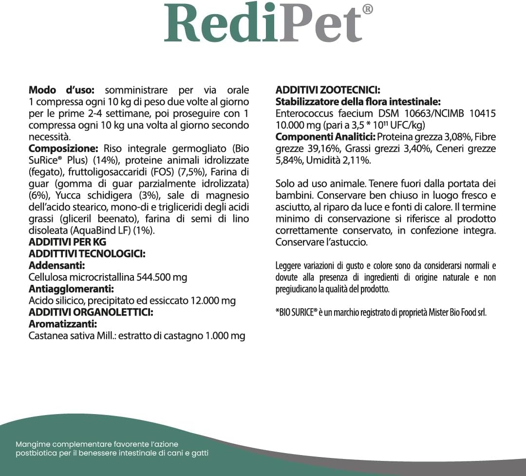REDIPET 30cpr - Supporto Intestinale Per Cani e Gatti