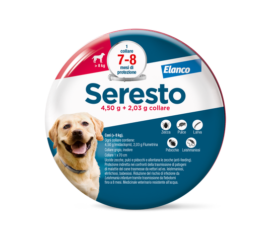 SERESTO CANI +8 Kg - Liberati di Pulci e Zecche Per 8 Mesi!