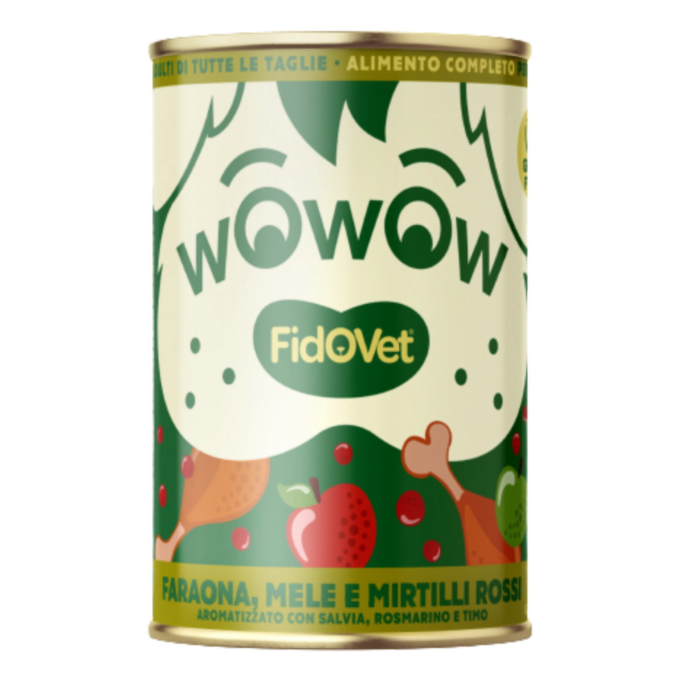 WOWOW ADULT CANE FARAONA CON MELE E MIRTILLI ROSSI 400g