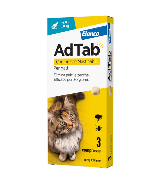 ADTAB GATTI 2-8kg (3cpr) - Libera il Tuo Gatto da Pulci e Zecche