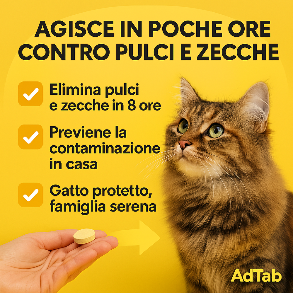 ADTAB GATTI 2-8kg (3cpr) - Libera il Tuo Gatto da Pulci e Zecche