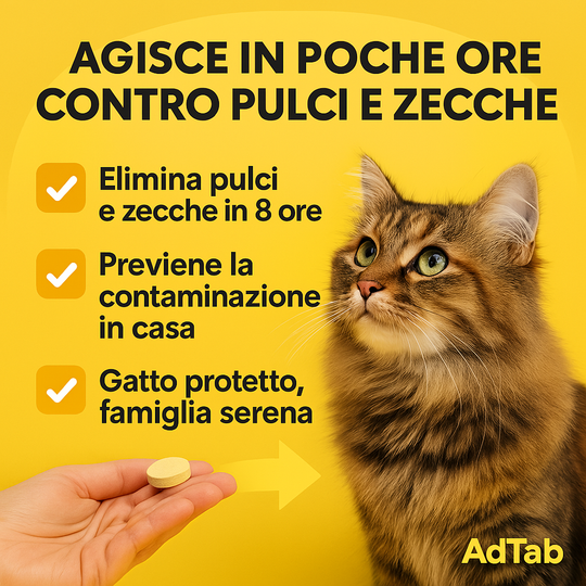 ADTAB GATTI 2-8kg (3cpr) - Libera il Tuo Gatto da Pulci e Zecche
