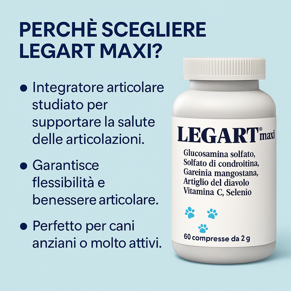 LEGART MAXI 60 cpr – Integratore Articolare Per Cani Medio/Grandi