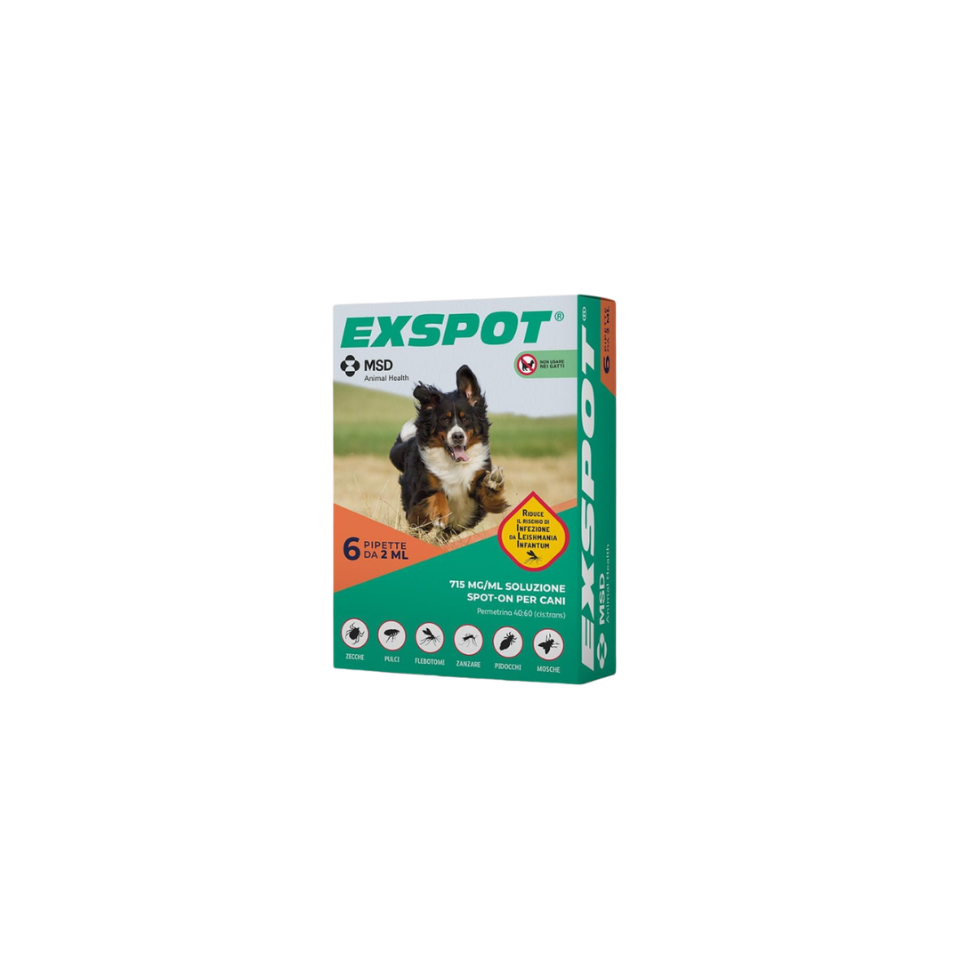 Exspot 2ml pipette antiparassitario per cani di taglia grande contro zecche, pulci, pappataci e zanzare