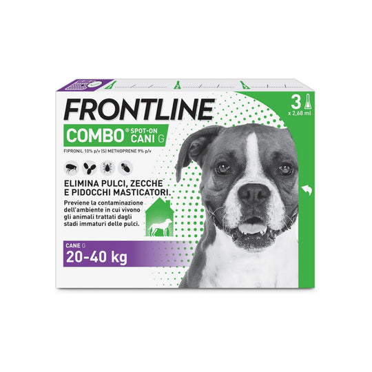 FRONTLINE COMBO CANE 20-40 kg 3 pip – Contro Pulci, Zecche e Pidocchi