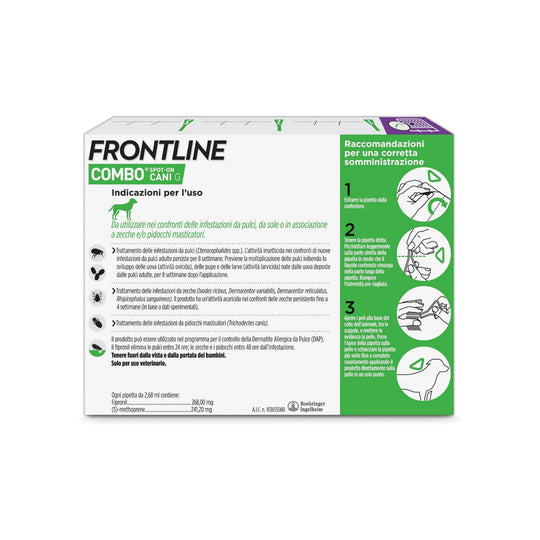FRONTLINE COMBO CANE 20-40 kg 3 pip – Contro Pulci, Zecche e Pidocchi