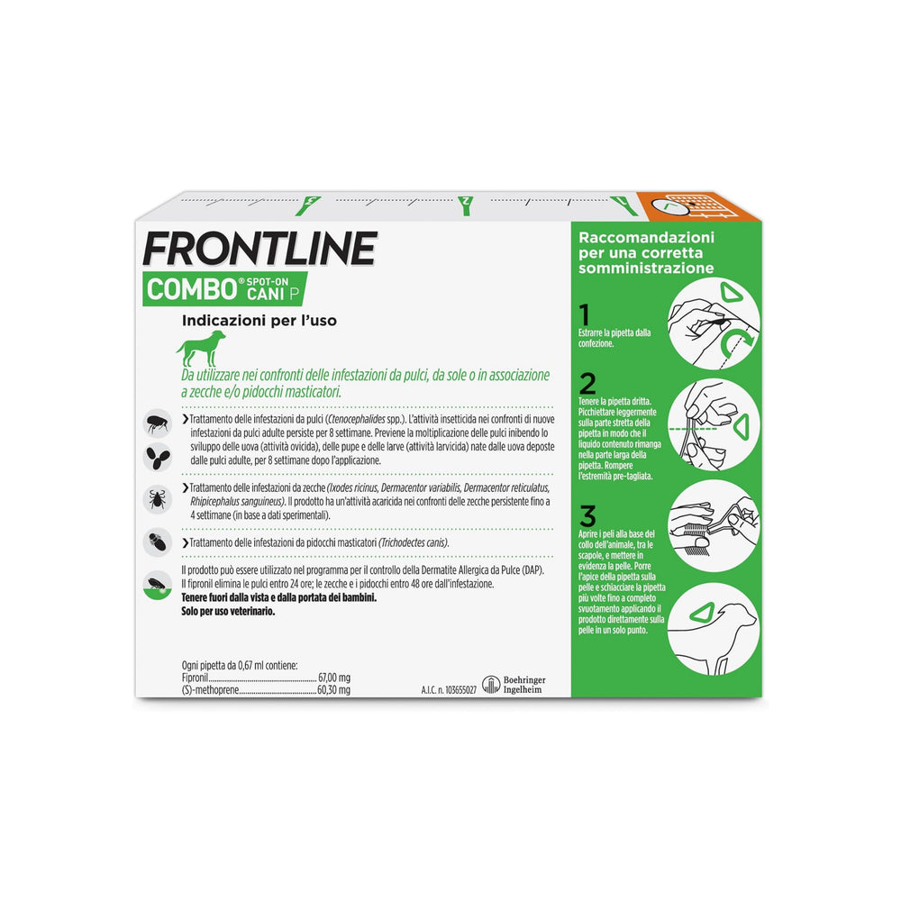FRONTLINE COMBO CANE 2-10 kg 3 pip – Contro pulci, zecche e pidocchi