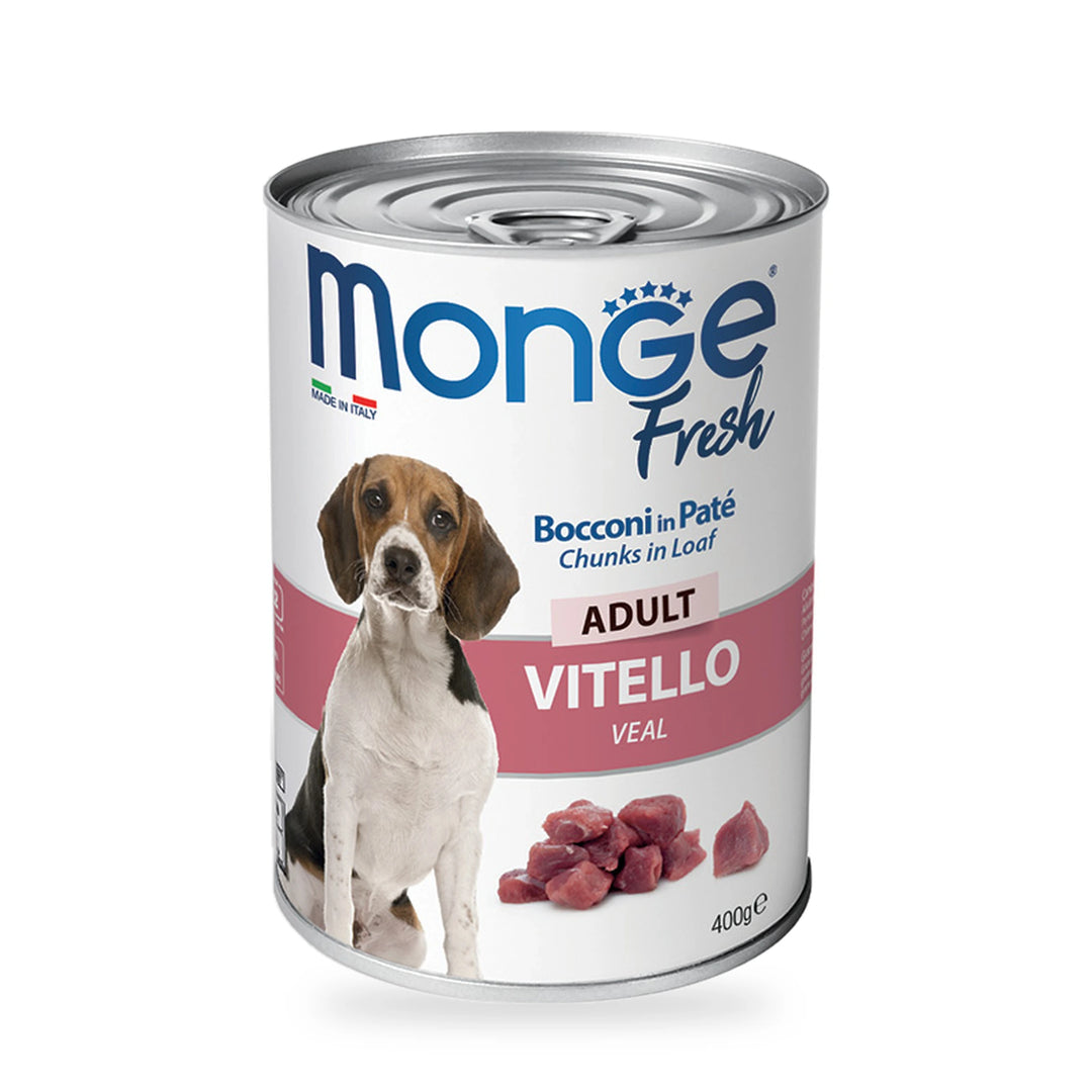 Monge Fresh bocconcini paté adult vitello cibo umido cane 400g