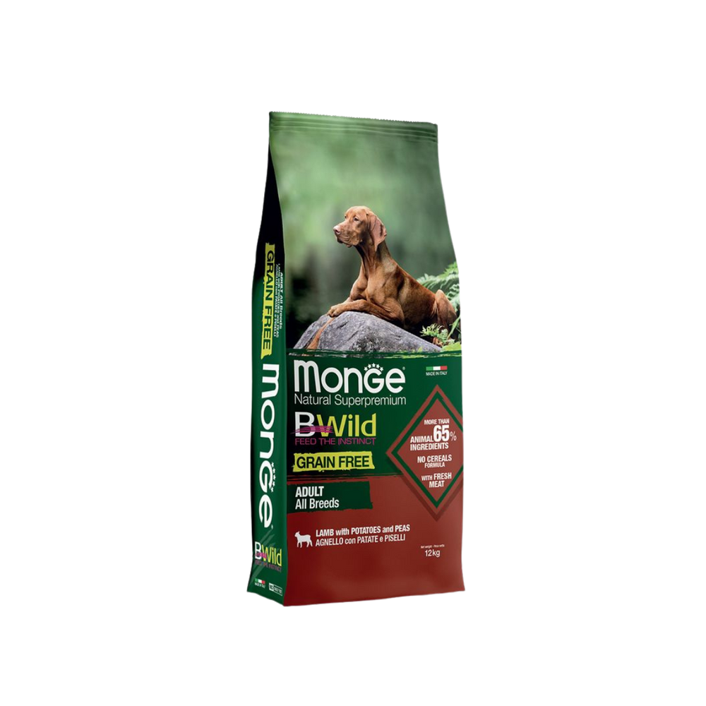 MONGE BWILD CANE GF ALL BREEDS ADULT AGNELLO PATATE E PISELLI