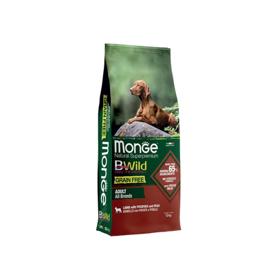 MONGE NATURAL CANE GRAIN FREE ALL BREEDS ADULT AGNELLO PATATE E PISELLI