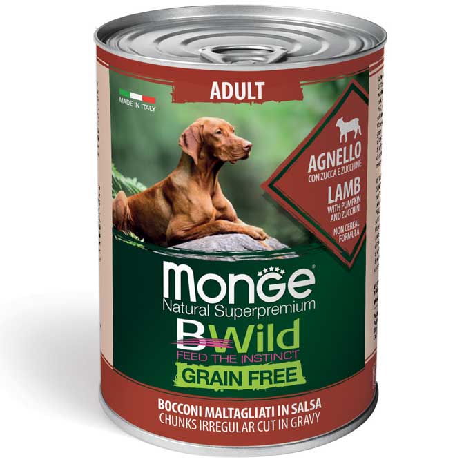 MONGE CANE BWILD BOCCONCINI ALL'AGNELLO GRAIN FREE 400g (10pz)
