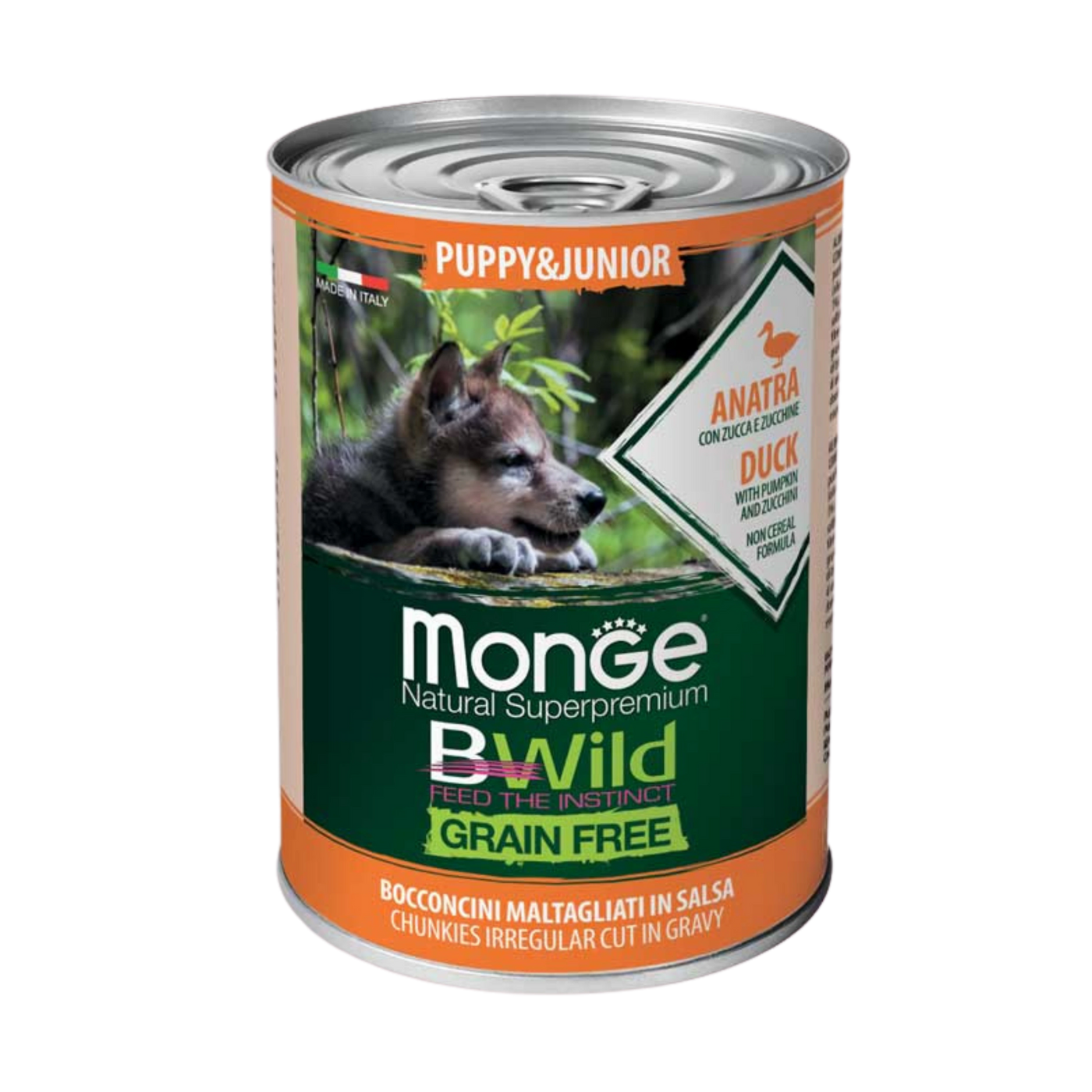 MONGE CANE BWILD PUPPY BOCCONCINI ANATRA GRAIN FREE 400g (10pz)