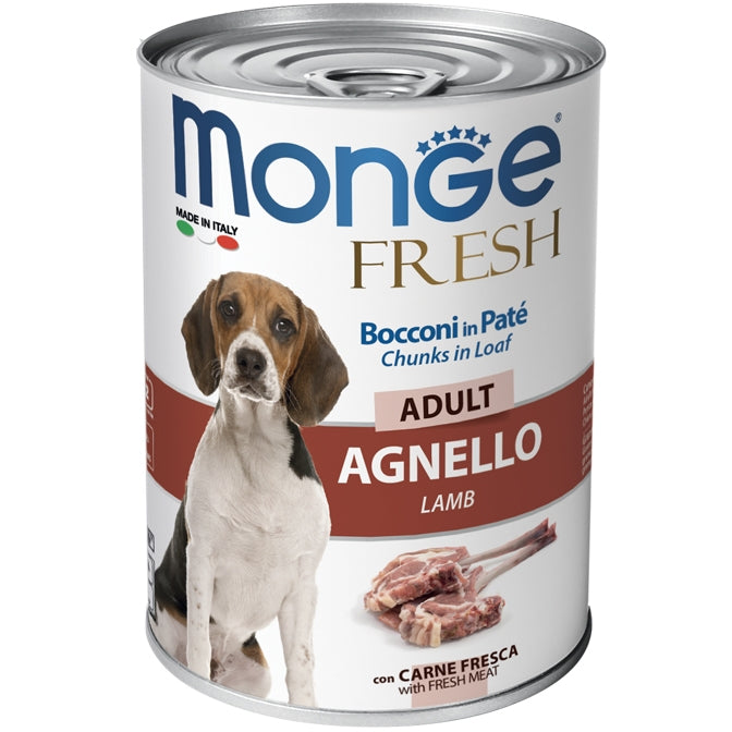 MONGE DOG FRESH BOCCONCINI IN PATE' ADULT AGNELLO 8pz