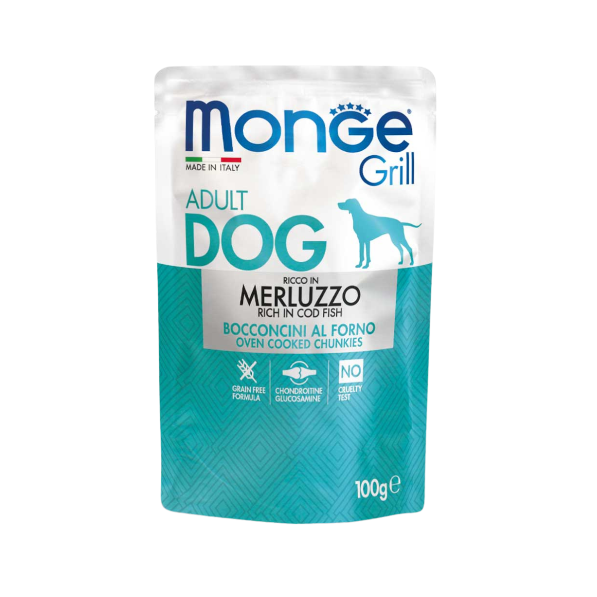MONGE GRILL DOG ADULT BOCCONCINI MERLUZZO (12pz)