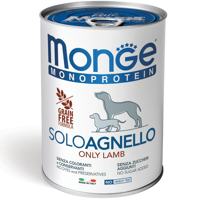 MONGE CANE MONPROTEIN PATE' SOLO AGNELLO 400g (6pz)