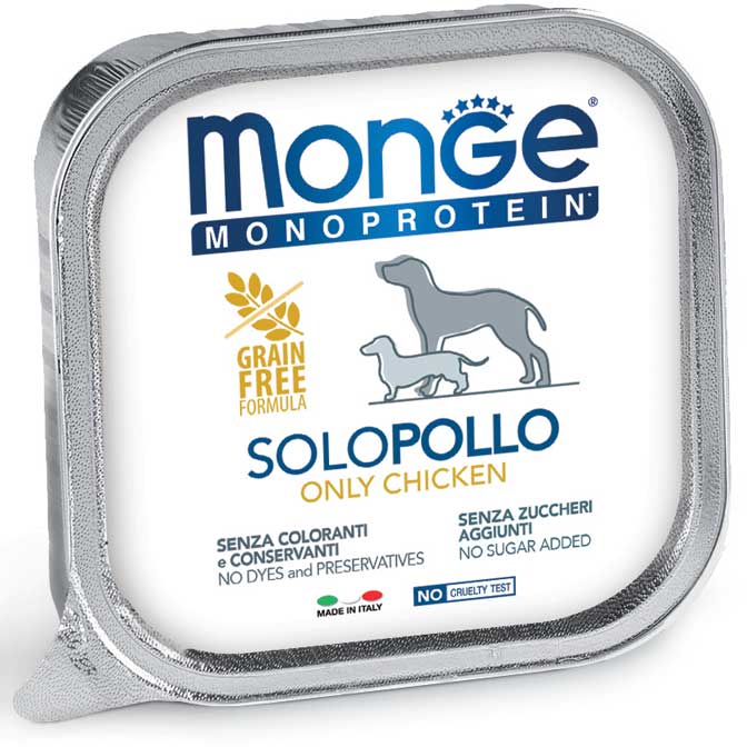 MONGE CANE MONOPROTEIN PATE' SOLO POLLO 150g (6pz)