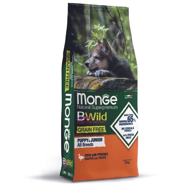 MONGE NATURAL CANE GRAIN FREE ALL BREEDS PUPPY & JUNIOR ANATRA E PATATE 12kg