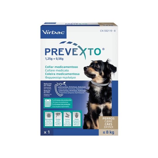 PREVEXTO COLLARE ANTIPARASSITARIO CANI 38cm FINO 8kg