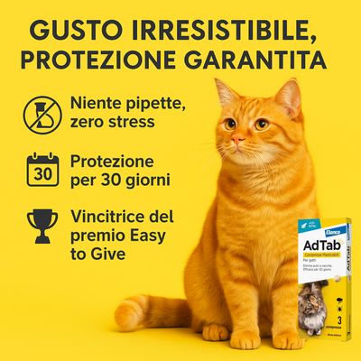 ADTAB GATTI 2-8kg (3cpr) - Libera il Tuo Gatto da Pulci e Zecche