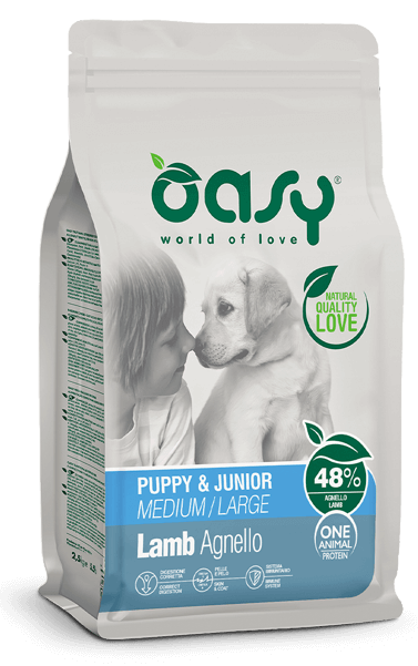 OASY PUPPY & JUNIOR MEDIUM LARGE AGNELLO - alimento completo per cuccioli di taglia media e grande
