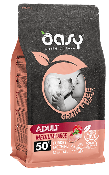OASY GRAIN FREE ADULT MEDIUM/LARGE TACCHINO - alimento completo per cani adulti di taglia media e grande