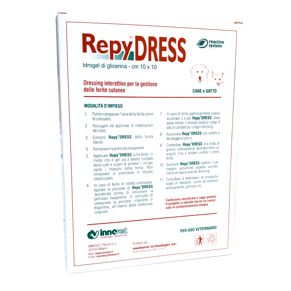 REPY DRESS 10x10 cm. 5 unità - Dressing interattivo per il trattamento delle ferite - Sarda Zootecnica